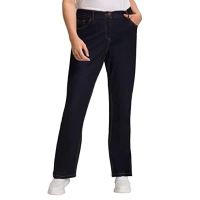 Afbeelding van Ulla Popken Bootcut Jeans voor dames, donkerblauw (dark blue denim), 45W / 30L