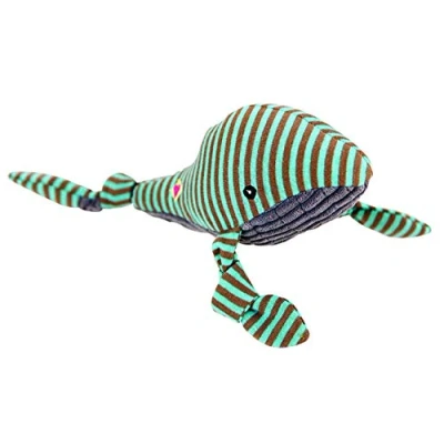 Afbeelding van HuggleHounds Pluche Duurzaam Piepende Knottie Hondenspeelgoed, Walvis, Klein, diverse kleuren