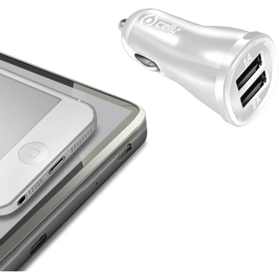 Afbeelding van Autolader met 2 USB poorten, Zwart Celly