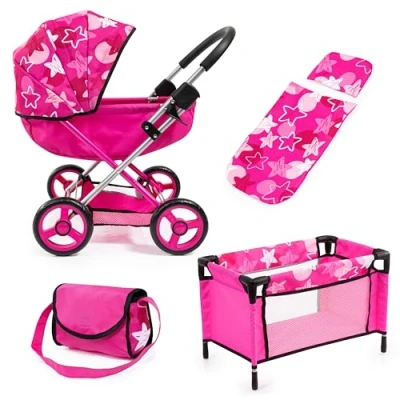 Afbeelding van Bayer Design 12749AB Poppenwagen COSY met kussen, deken, tas, bed