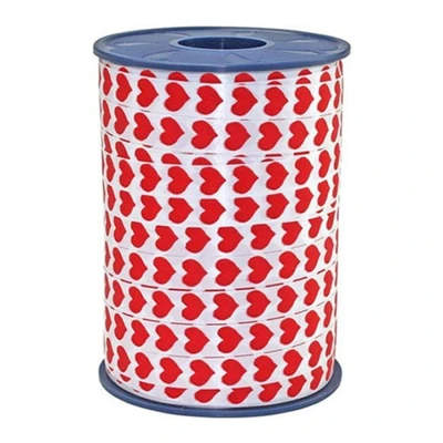 Afbeelding van Lint Wit met Rode Harten 10 mm x 230 m Per rol