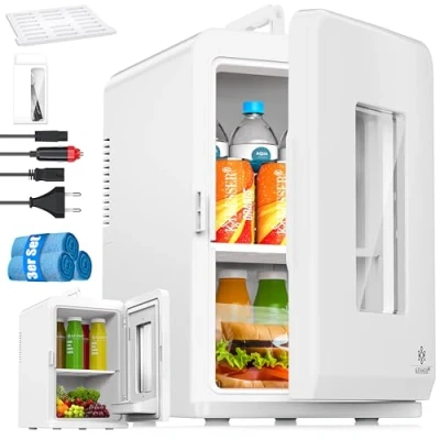 Afbeelding van KESSER® 2in1 mini koelkast, koelbox, 15L, koel en verwarmingsfunctie, draagbaar AC DC 220 240 V/12 V stopcontact sigarettenaansteker, warmhoudbox, thermobox auto kantoor camping, Wit