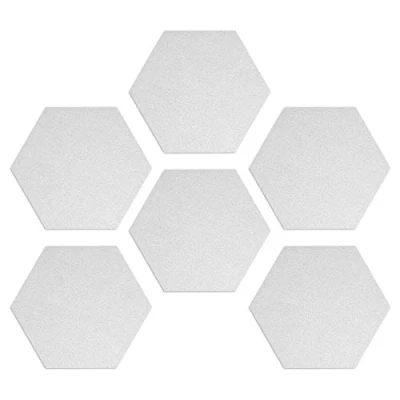Afbeelding van Navaris prikbord van vilt 6 tegels zeshoekig Vilten memobord Inclusief punaises en zelfklevende tape 15 x 17 cm Wit