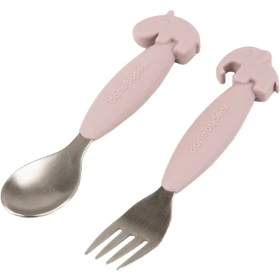 Afbeelding van Done by Deer Easy grip spoon and fork set friends Powder