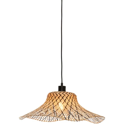 Afbeelding van Good&amp;Mojo Hanglamp Ibiza Bamboe Wavy Small Naturel Zwart 50x50x15cm