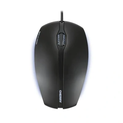 Afbeelding van CHERRY GENTIX Corded Optical Illuminated Mouse, bedrade muis met 3 knoppen en optische 1000 dpi sensor, geschikt voor rechts linkshandigen, blauwe verlichting, zwart