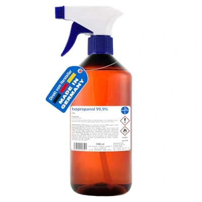 Afbeelding van HERRLAN® Isopropanol 99,9% 1000 ml Reinigende Alcohol &amp; Vetverwijderaar in de praktische spuitfles Residuvrij geurloos Made Germany Laboratoriumkwaliteit
