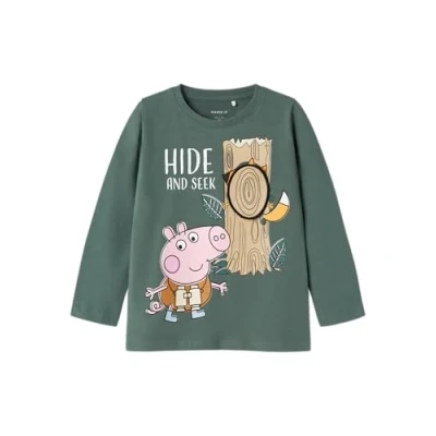 Afbeelding van NAME IT Jongens Nmmosgar Peppa Ls Nreg Top Cplg shirt met lange mouwen, Dark Forest, 98