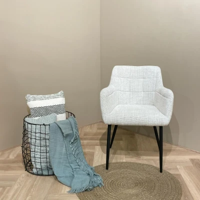 Afbeelding van Livingfurn Bronco eetkamerstoel greige Stof