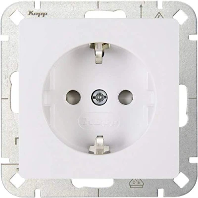 Afbeelding van Kopp 920602002 Wandcontactdoos met randaarde Inzetstuk 1 voudig HK05 Arctisch wit
