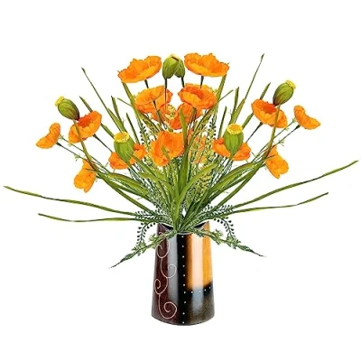 Afbeelding van I.GE.A. Kunstbloem Mohnblumenbusch in Vase aus Keramik (1 stuk)