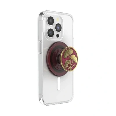 Afbeelding van PopSockets: PopGrip Round voor MagSafe Adapterring inbegrepen Uitbreidende telefoonstandaard en grip met verwisselbare bovenkant smartphones hoesjes Ginkgo Oxblood