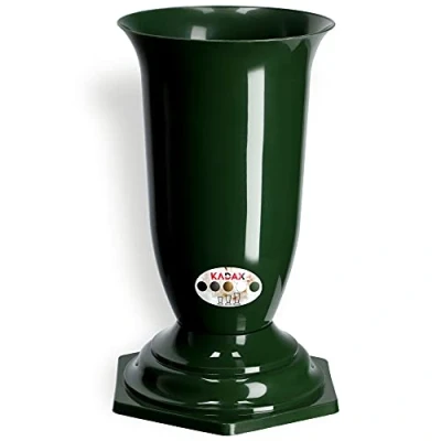 Afbeelding van KADAX Grafvaas, vaas van kunststof, bloemenvaas, kunststof voor bloemen, weerbestendige begraafplaats vaas, vorstbestendige steekvaas graf, grafdecoratie (13 cm, groen)