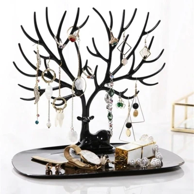 Afbeelding van IBBO® Sieradenhouder Sieraden display Hertengewei Sieradenboompje Oorbellen Houder Standaard Hert Organizer Zwart