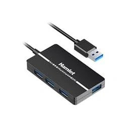 Afbeelding van Hamlet XHUB 04U3 interface hub USB 3.2 Gen 1 (3.1 1) Type A 5000 Mbit/s Zwart