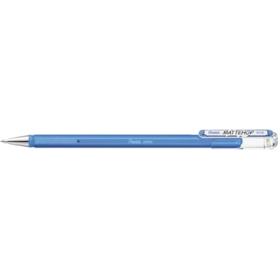 Afbeelding van Pentel K110 VSX Mattehop Gel rollerball met zeer dekkende inkt in matte afwerking, model dop, 1 stuk, hemelsblauw