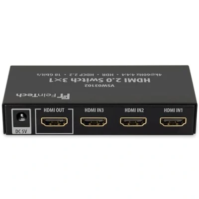 Afbeelding van FeinTech VSW03102 HDMI Switch 3x1 Automatische Omschakeling 4K 60Hz HDR CEC Ultra HD