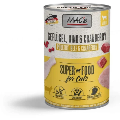 Afbeelding van 6x400g Gevogelte, Rund en Cranberry MAC&#039;s Kattenvoer