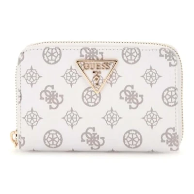Afbeelding van Guess Laurel Medium Zip Around Dames Portemonnee White Logo SWPG85 00140