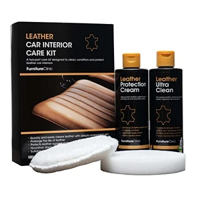 Afbeelding van Lederen Auto Interieur Verzorging Set 250ml Bekleding Leer Voordeel Verpakking Reiniger en Protectie Crème + Applicator Verzorgen &amp; Lederwaar Leather Car Interior Care Kit Onderhoud