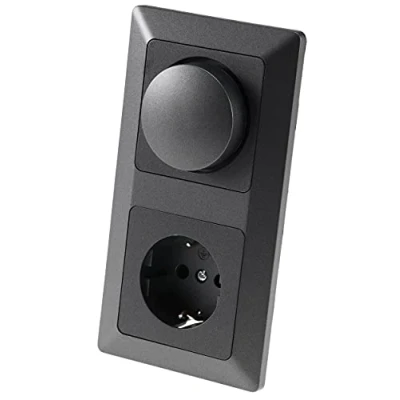 Afbeelding van MILOS stopcontact met LED dimmer, antraciet, frame