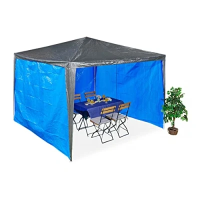 Afbeelding van Relaxdays zijwanden partytent 2x3 m set van 3 tuintent wanden zijkanten blauw