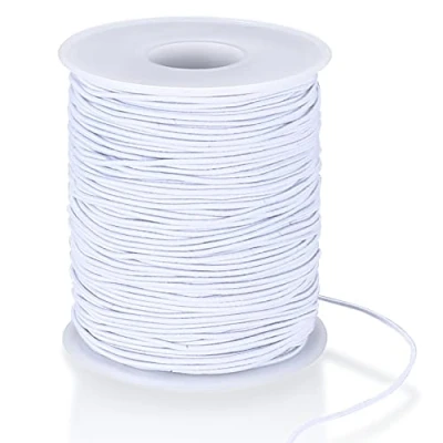 Afbeelding van Elastische draad, 1 mm x 100 m elastisch kralenkoord, elastiek, kralendraad, koord voor doe het zelf halskettingen, armbanden, handwerk, sieraden maken, wit