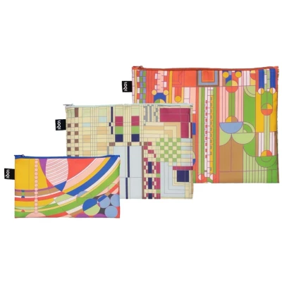 Afbeelding van LOQI Zip pocket Frank Lloyd Wright Saguaro Forms Recycled 3 pack, Veelkleurig.