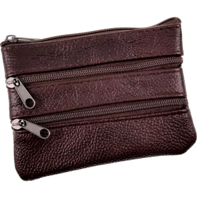Afbeelding van Sleuteletui Portemonnee Dames Donkerbruin Leren Autosleutel Etui Unisex Sleuteltasje Heren