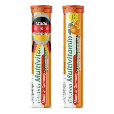 Afbeelding van Multivitamine bruistabletten 2x20 = 40 stuks Sinaasappelsmaak Vitamine C, E, B1, B2, B6, B12, biotine, foliumzuur, niacine, pantotheenzuur T&amp;D Pharma German Multivitamin Made in Germany