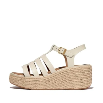 Afbeelding van FitFlop Platfforms Espadr. Leather Fisherman Wedge Sandals BEIGE Maat 40