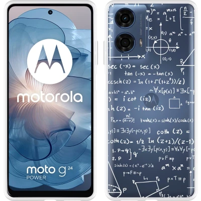 Afbeelding van Cazy Hoesje geschikt voor Motorola Moto G04/G04s/G24/G24 Power Wiskunde Wit