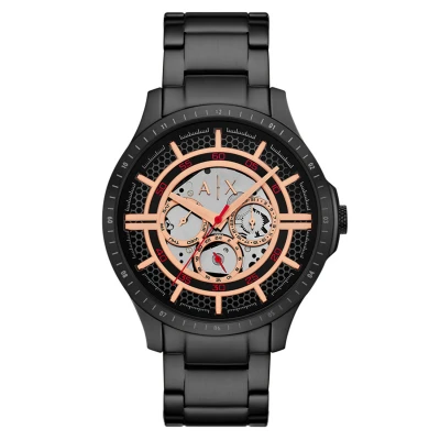 Afbeelding van Armani Exchange Quartz Zwart Heren horloge met zwarte wijzerplaat &amp; stalen band