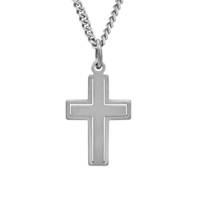 Afbeelding van Traveller Kruis Ketting Heren Duurzaam Edelstaal Zilverkleurig Made in Germany Hanger 20x14mm 50cm 171021