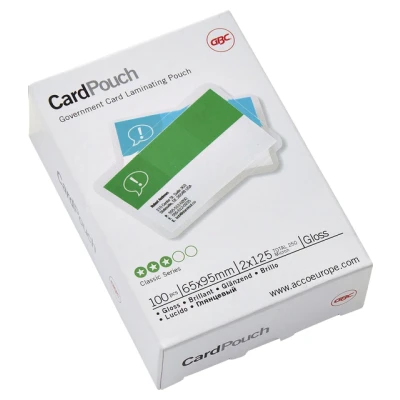 Afbeelding van Lamineerhoes GBC overheids card 65x95mm 2x125micron 100stuks
