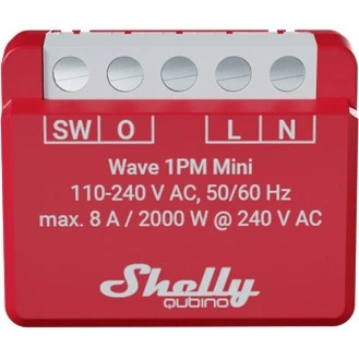 Afbeelding van Shelly Qubino wave 1PM Mini Z Smart schakelaarrelais, 1 kanaal, 8 A met stroommeting, lichtschakelaar en garagedeuropener, iOS Android app, laag stroomverbruik