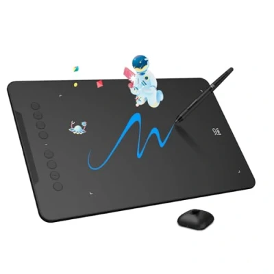 Afbeelding van XP PEN DECO01V2 Grafische tablet met tekening, 10 x 6 inch, passieve pen, 8192 niveaus, helling en 8 sneltoetsen, compatibel Windows/Mac OS/ChromeBook/Android
