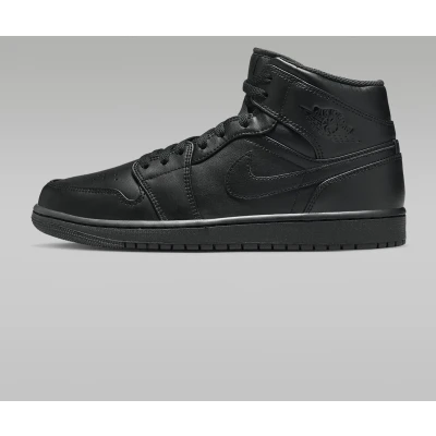 Afbeelding van Jordan AIR 1 MID Sneakers hoog, Heren, Maat: 40.5, Black Leer en textiel