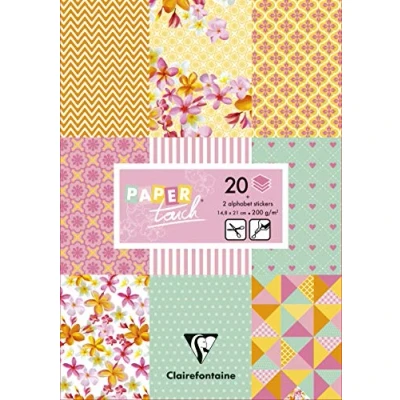 Afbeelding van Clairefontaine Ref 95239C PaperTouch Paper Pad (20 vellen papier) A5 (148 x 210 mm) in formaat, 200gsm papier, 10 patronen inbegrepen, 2 etiketten Shabby Chic