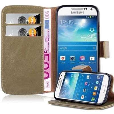 Afbeelding van Cadorabo Hoesje geschikt voor Samsung Galaxy S4 MINI in CAPPUCCINO BRUIN Beschermhoes met magnetische sluiting, standfunctie en kaartvakje Book Case Cover Etui