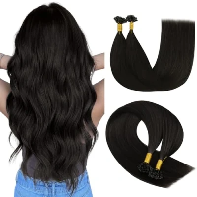 Afbeelding van YoungSee Haarextensies, van echt haar, bondings, bruin, 55 cm, donkerbruin, keratine haarverlenging, extensions, lang U tip, 50 g, #2