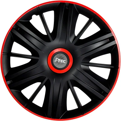 Afbeelding van J Tec 4 Delige Wieldoppenset Maximus 16 inch zwart/rood