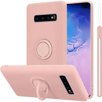 Afbeelding van Cadorabo Hoesje geschikt voor Samsung Galaxy S10 4G in LIQUID ROZE Beschermhoes van TPU silicone Case Cover met ring