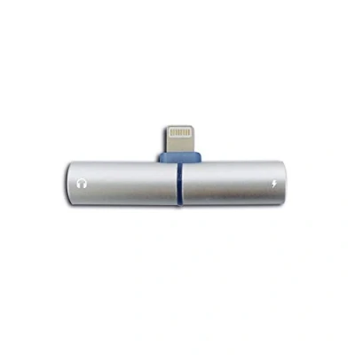 Afbeelding van Metronic Kaorka 2 in 1 Adapter voor Apple iPhone (Lightning naar Jack 3,5 mm/Lightning) zilverkleurig
