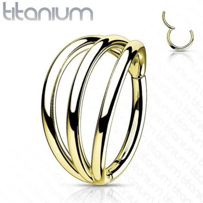 Afbeelding van Piercing high quality titanium tripple hoop 8mm gold plated