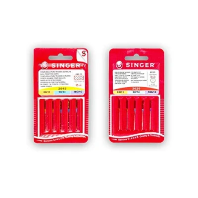 Afbeelding van Singer Set van 2 verpakkingen naainaalden voor naaimachine, naalden 2020/822R (universeel), 2045/848R (stretch en breien), verschillende diktes, systeem 130/705 H