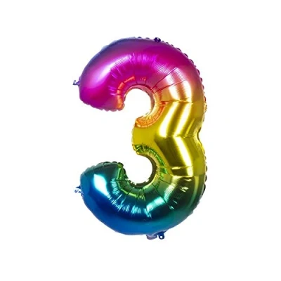 Afbeelding van Boland Folieballon &#039;3&#039; regenboog (86 cm) 3 Multi Cijfer ballon