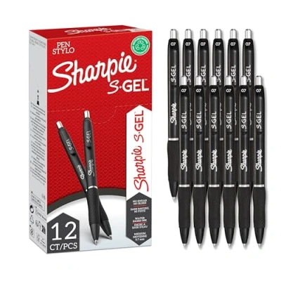 Afbeelding van Sharpie S Gel Gelpennen Medium punt (0,7 mm) Zwarte inkt 12 stuks