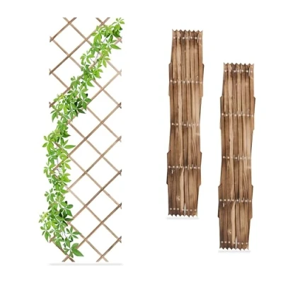 Afbeelding van Relaxdays plantenklimrek set van 3 uitschuifbare trellis rankhulp 180 x 60 cm hout