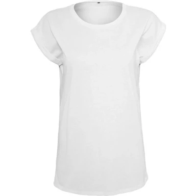 Afbeelding van Damesshirt met ronde hals en omgeslagen mouw White 4XL